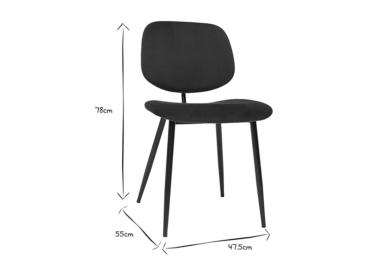 Stühle aus grünem Samt und schwarz lackiertes Metall (2er-Set) TOBIAS