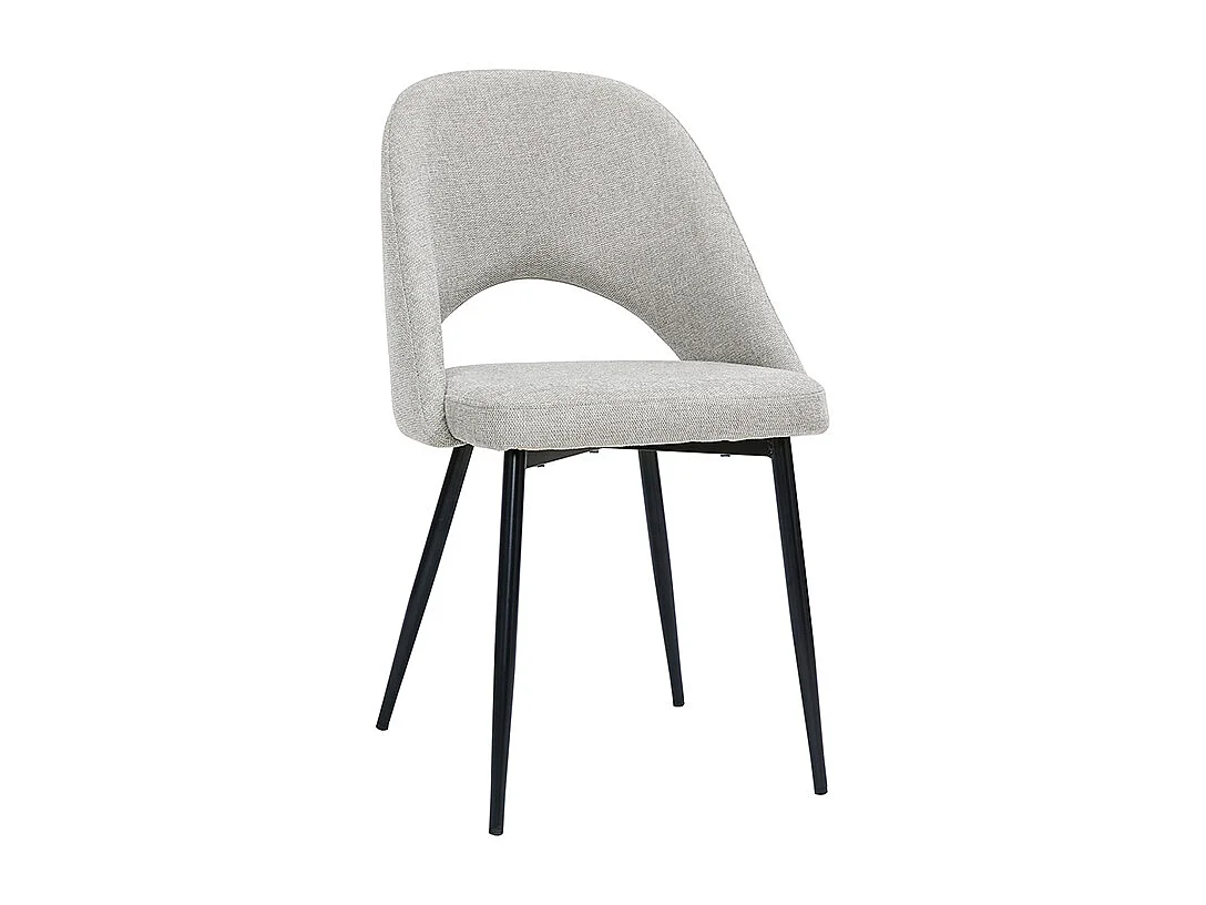 Chaises vintage en tissu effet velours texturé gris et métal noir (lot de 2) COSETTE