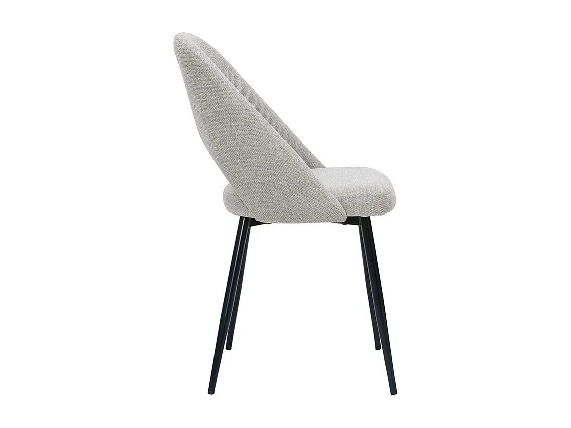 Chaises vintage en tissu effet velours texturé gris et métal noir (lot de 2) COSETTE