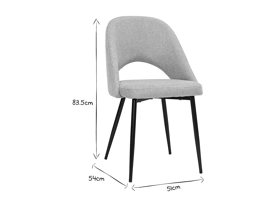 Chaises vintage en tissu effet velours texturé gris et métal noir (lot de 2) COSETTE