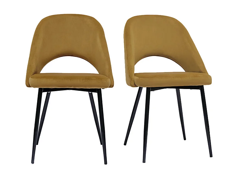 Set de 2 sillas de terciopelo bronce con patas de metal COSETTE