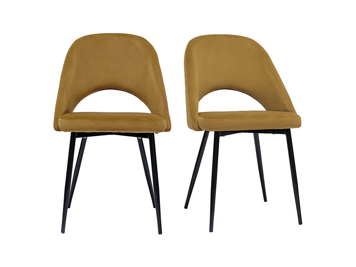 Chaises vintage en tissu velours bronze et métal noir (lot de 2) COSETTE