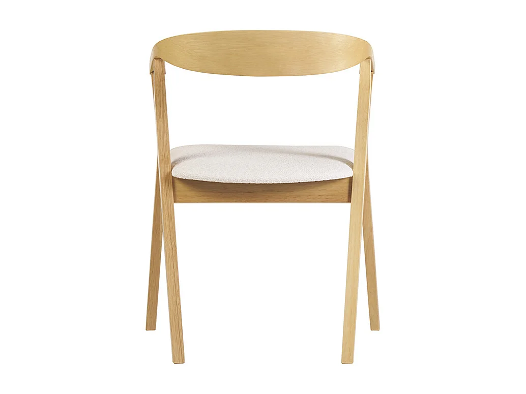 Sillas escandinavas de madera clara y tela de efecto lana rizada blanca (juego de 2) BAHIA