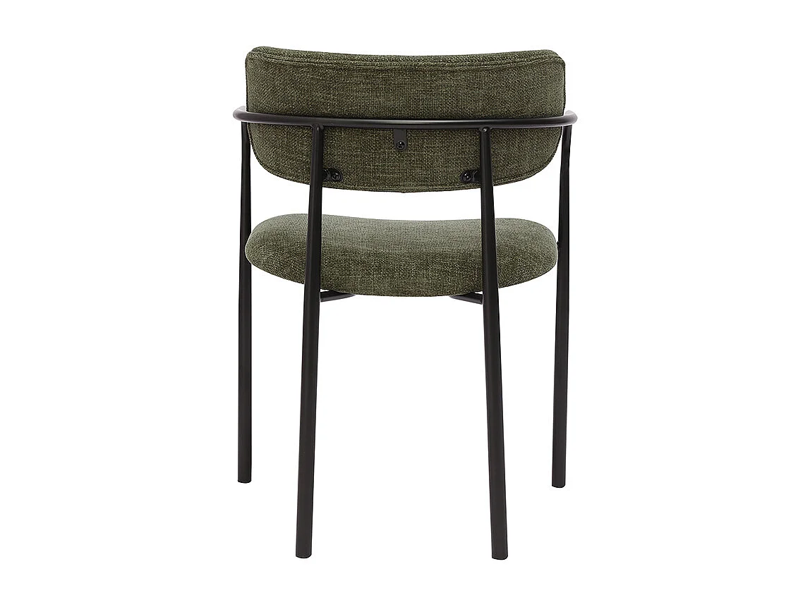 Chaises en tissu effet velours texturé vert kaki et métal noir (lot de 2) SWIFT