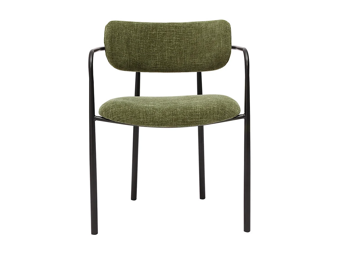 Samtstoff-Stühle mit strukturierter kaki-grüner Farbe und schwarzem Metall (Set von 2) SWIFT