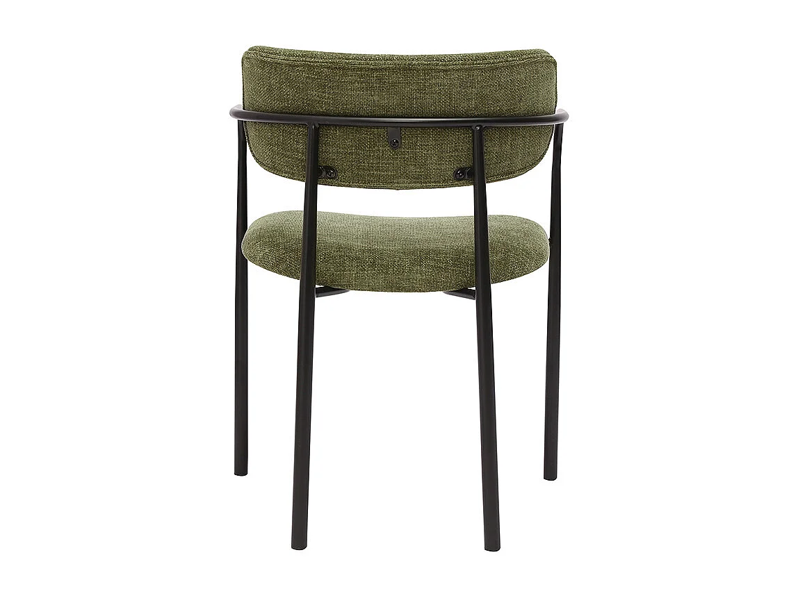 Samtstoff-Stühle mit strukturierter kaki-grüner Farbe und schwarzem Metall (Set von 2) SWIFT