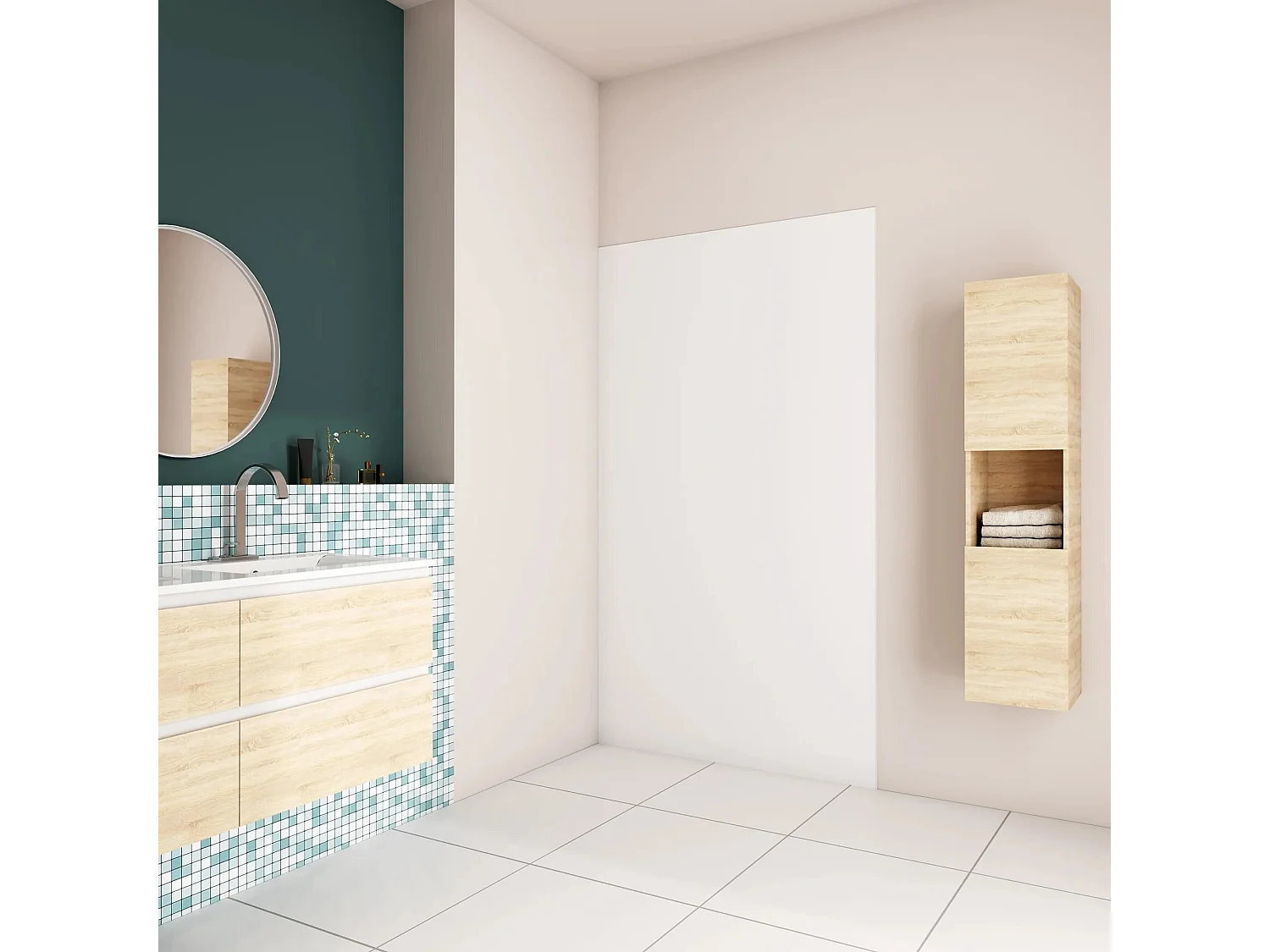 AICA Panneau mural de douche blanc 80x210cm,Panneaux muraux salle de bain habillage mural aluminium,avec 2 profilés de finition