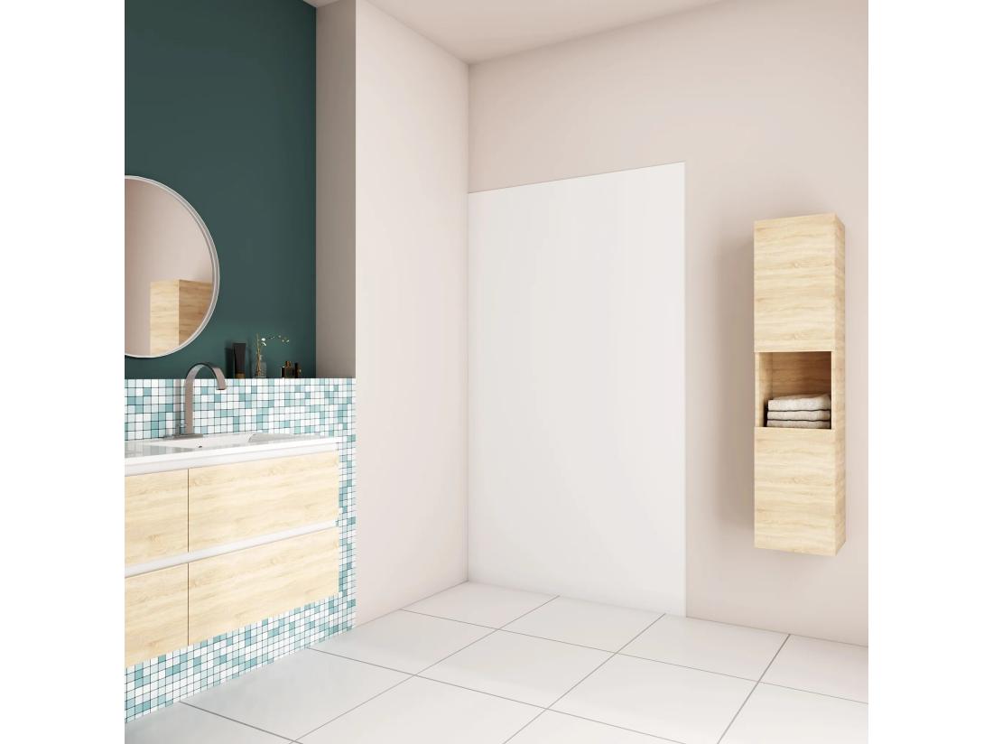 vente unique AICA Panneau mural de douche blanc 100x210cm Panneaux muraux salle de bain habillage mural aluminium