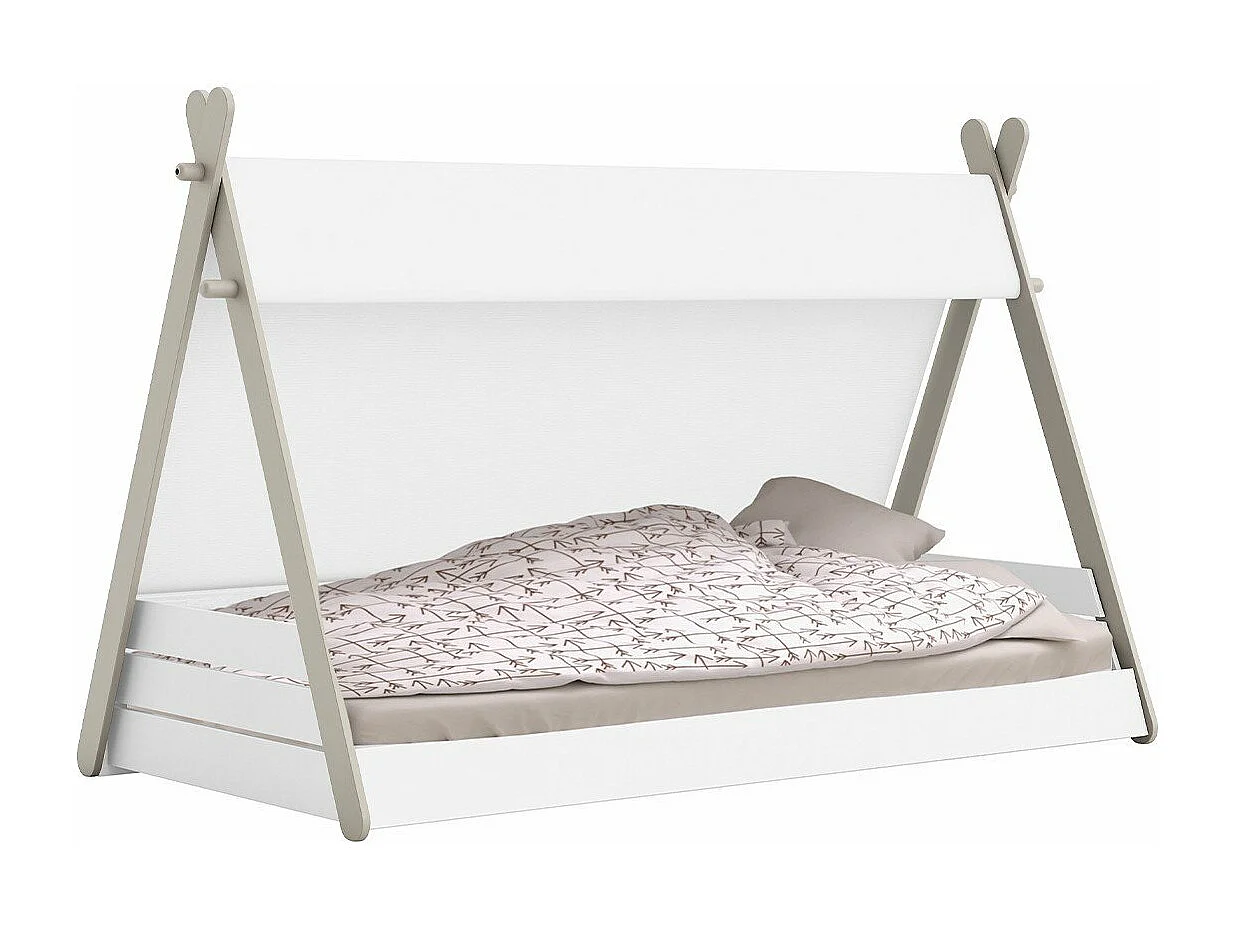 Cama infantil - TOTEM - Blanco y Beige - 90 x 200 cm - DEMEYERE