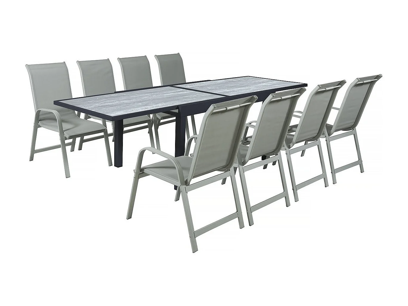 Set da pranzo da giardino in alluminio allungabile "Lagos" - 140/280 x 90 x 76 cm - 8 posti a sedere - Grigio chiaro