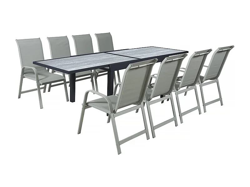 Set da pranzo da giardino in alluminio allungabile "Lagos" - 140/280 x 90 x 76 cm - 8 posti a sedere - Grigio chiaro