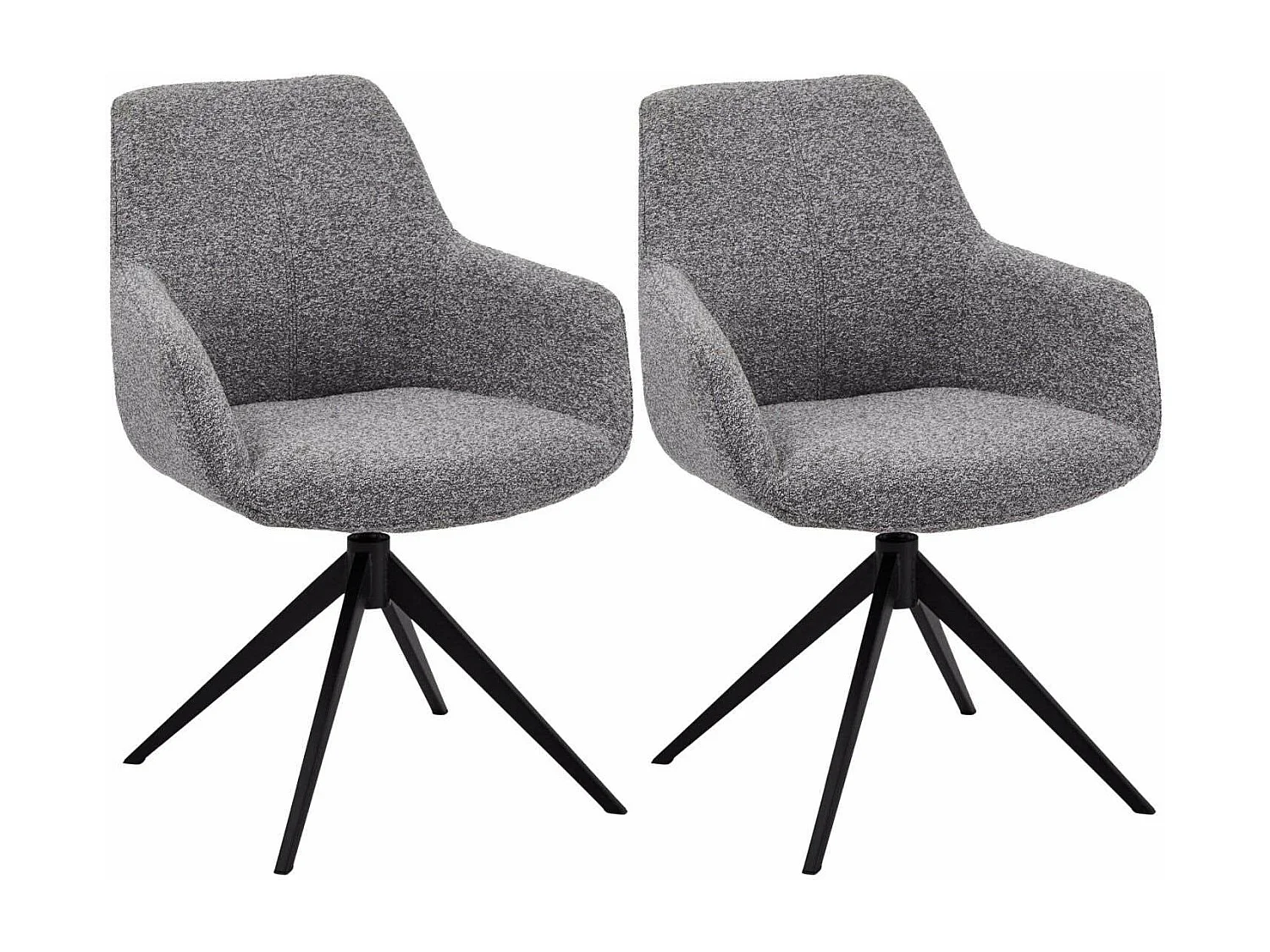 Lot de 2 chaises avec accoudoirs Helena - Tissu bouclé et métal - Gris