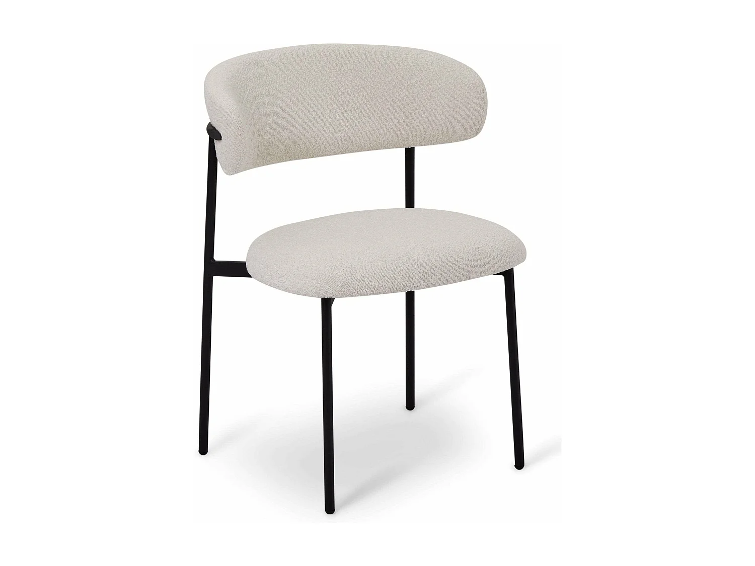 Lot de 2 chaises avec dossier Diana - Tissu bouclé et métal - Blanc