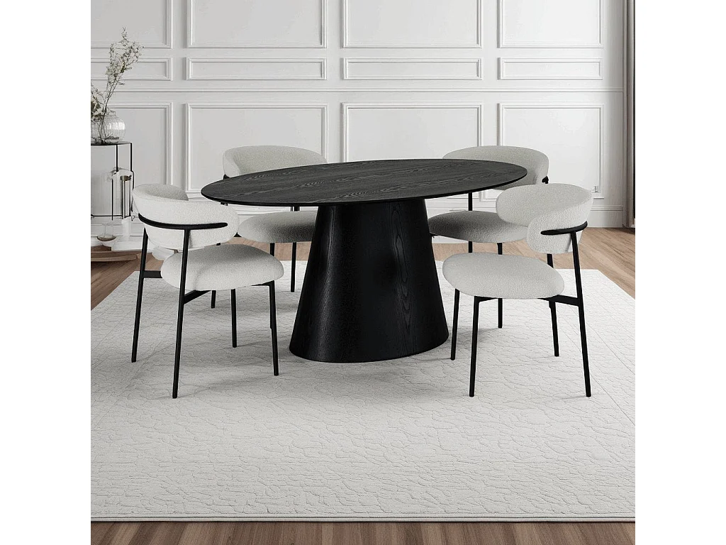 Set van 2 stoelen Diana - Met rugleuning - Boucléstof & metaal - Wit