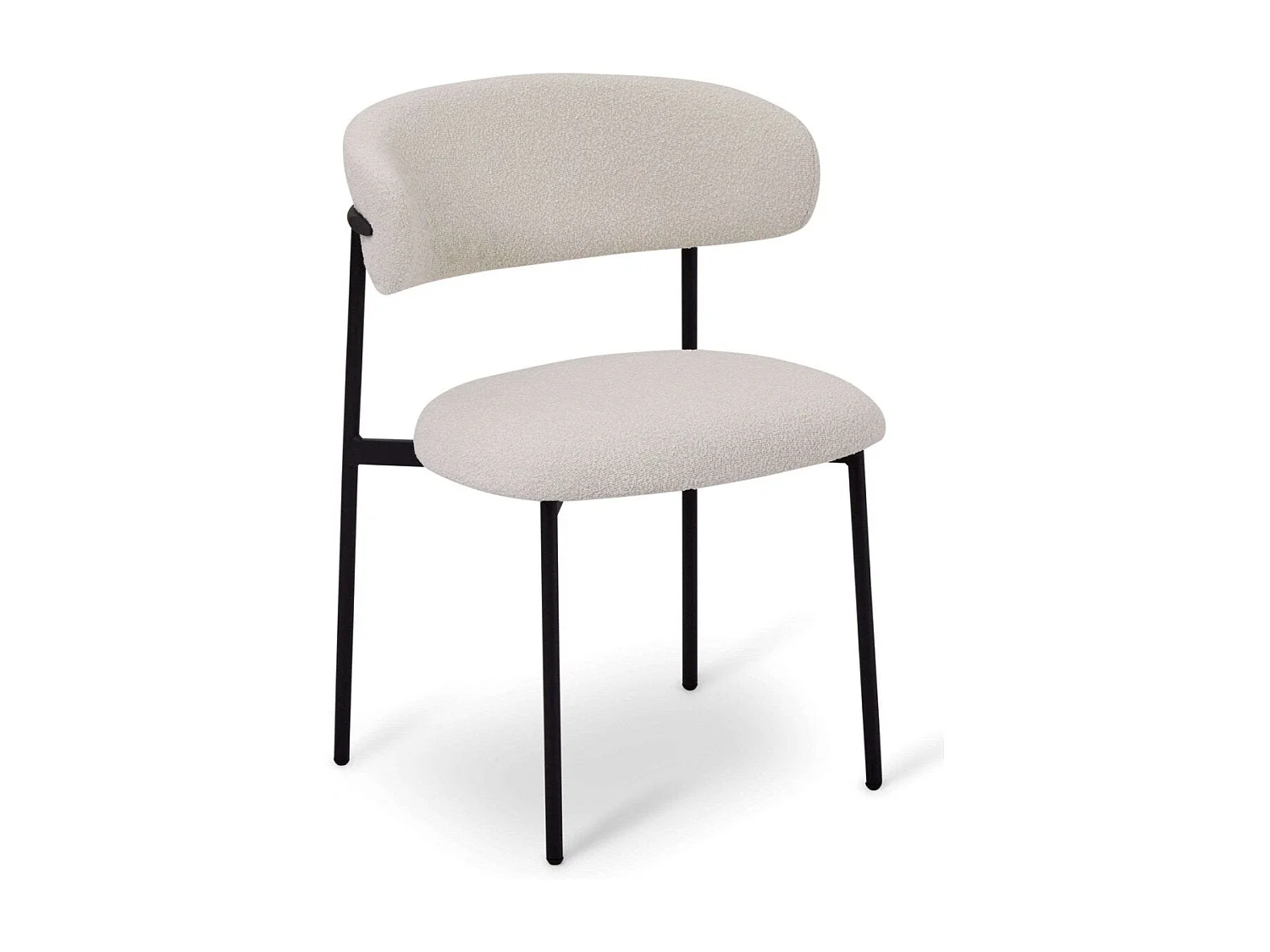 Lot de 2 chaises avec dossier Diana - Tissu bouclé et métal - Blanc