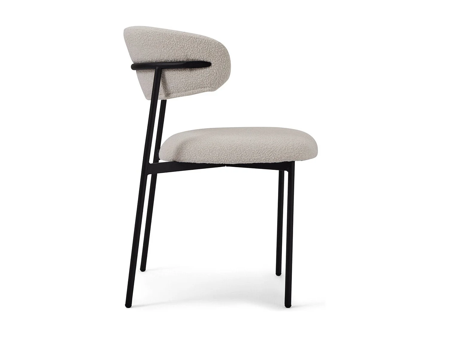 Lot de 2 chaises avec dossier Diana - Tissu bouclé et métal - Blanc