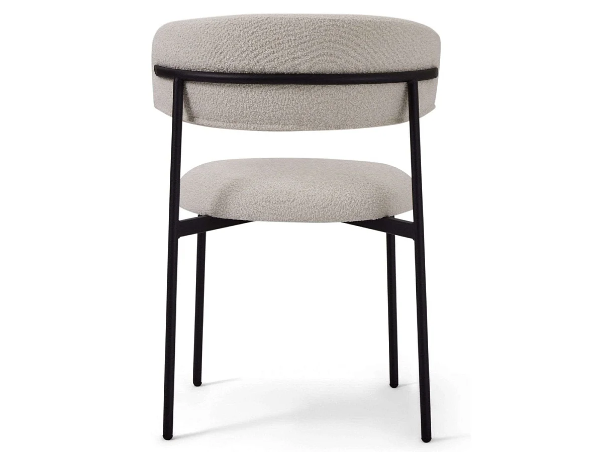 Lot de 2 chaises avec dossier Diana - Tissu bouclé et métal - Blanc
