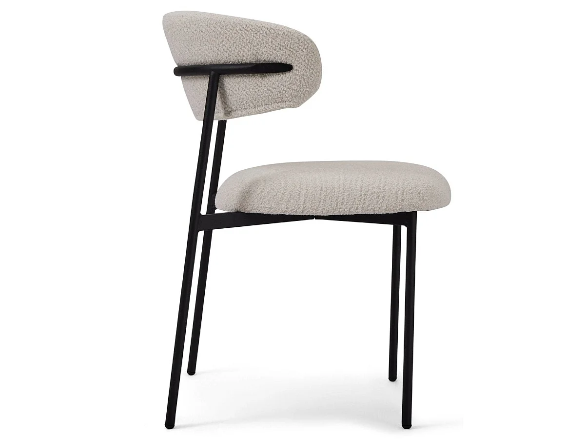 Lot de 2 chaises avec dossier Diana - Tissu bouclé et métal - Blanc