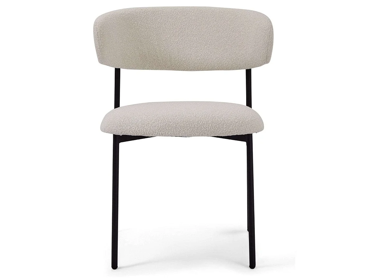 Lot de 2 chaises avec dossier Diana - Tissu bouclé et métal - Blanc