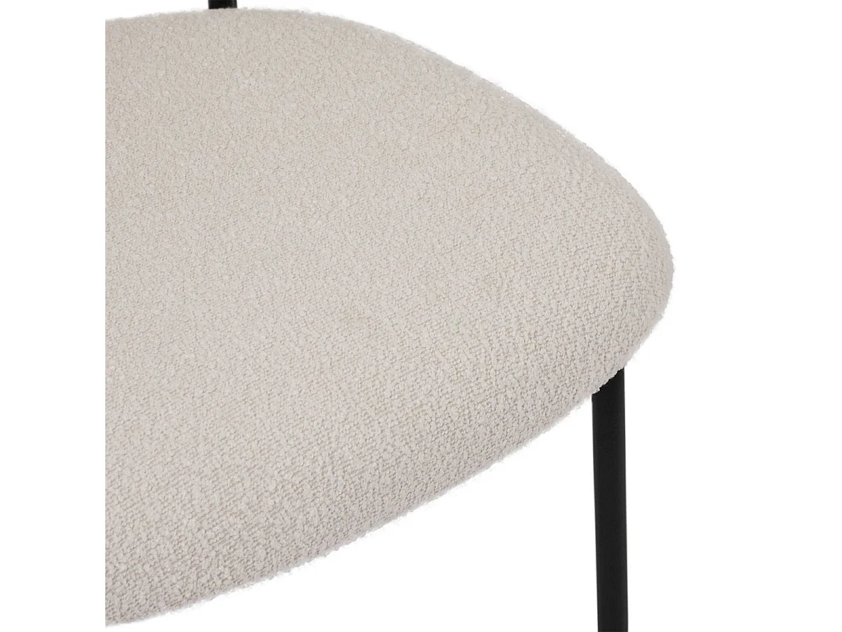 Lot de 2 chaises avec dossier Diana - Tissu bouclé et métal - Blanc