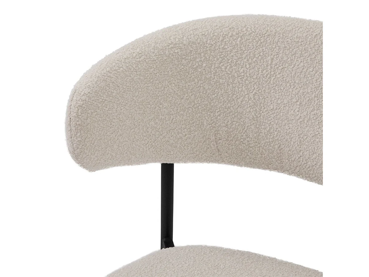 Lot de 2 chaises avec dossier Diana - Tissu bouclé et métal - Blanc
