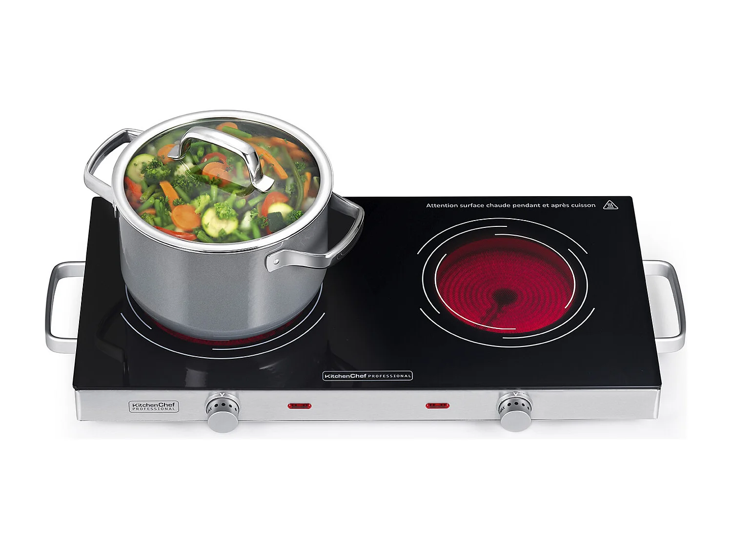 Plaque vitrocéramique KITCHENCHEF 1800 + 1000W 64cm, KCPPV2800