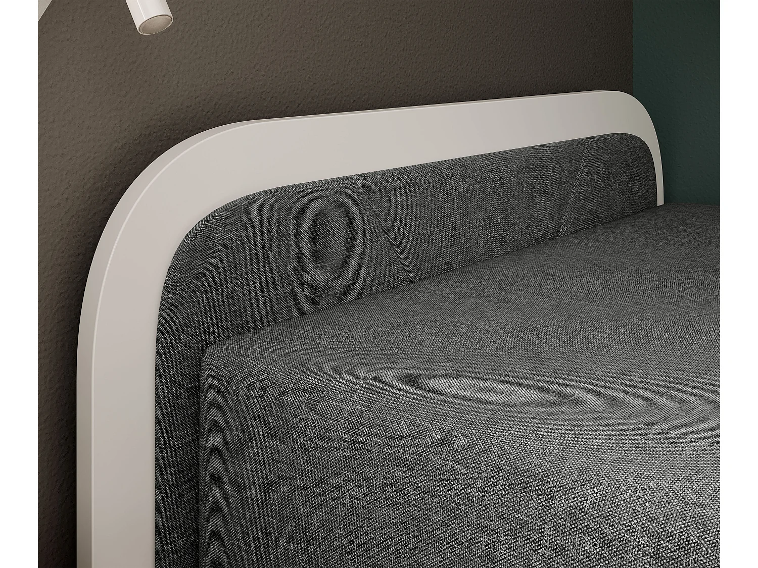 Lit 1 place avec coffre de rangement Parko – Confort et Praticité-Couleur Blanc/Gris chiné-Modéle Coté droit