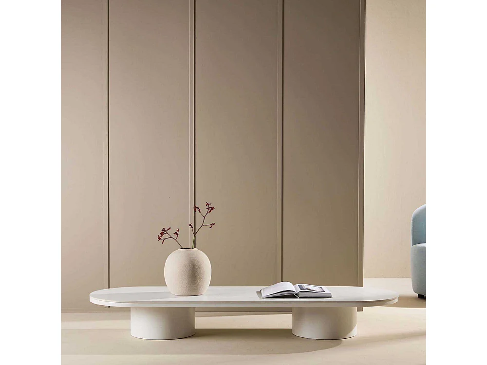 Table Basse XL en Pierre "Narvik" 190cm Beige