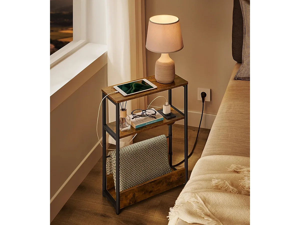 Parya Home Table d'appoint Smale avec bloc d'alimentation