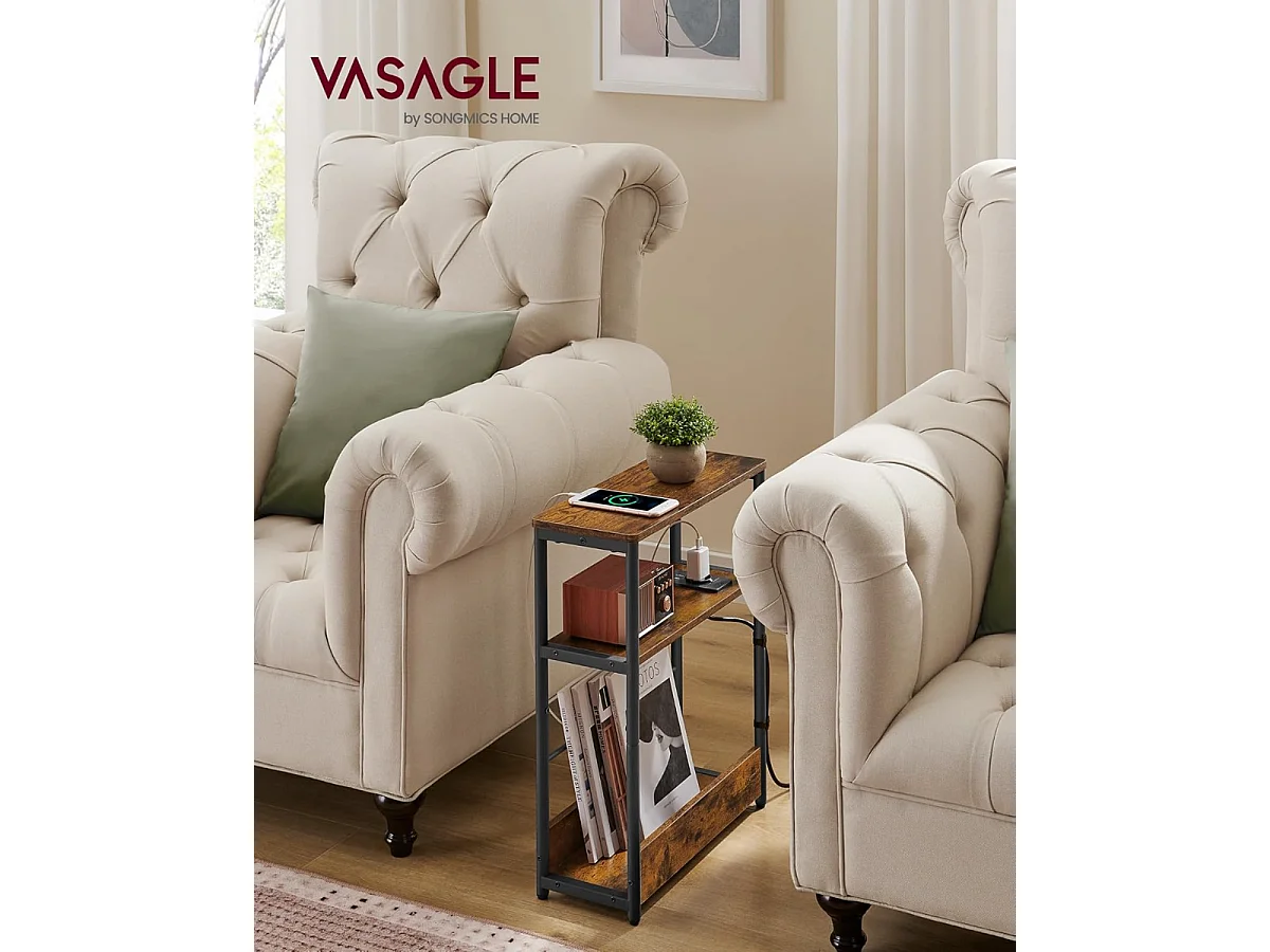 Parya Home Table d'appoint Smale avec bloc d'alimentation