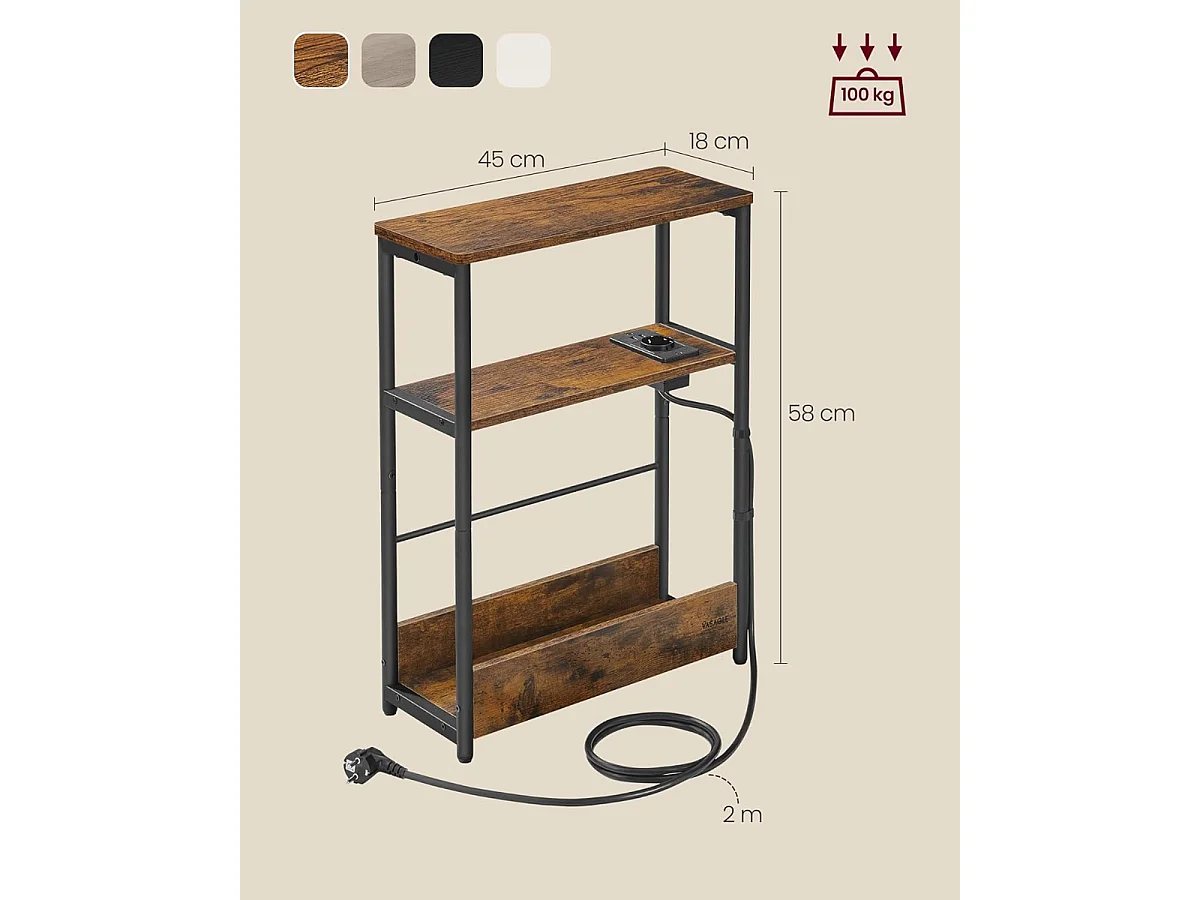 Parya Home Table d'appoint Smale avec bloc d'alimentation