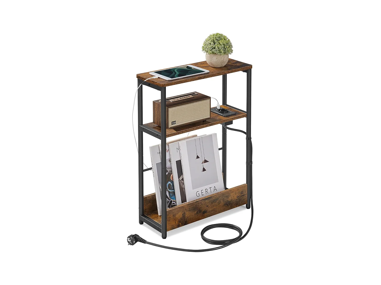 Parya Home Table d'appoint Smale avec bloc d'alimentation