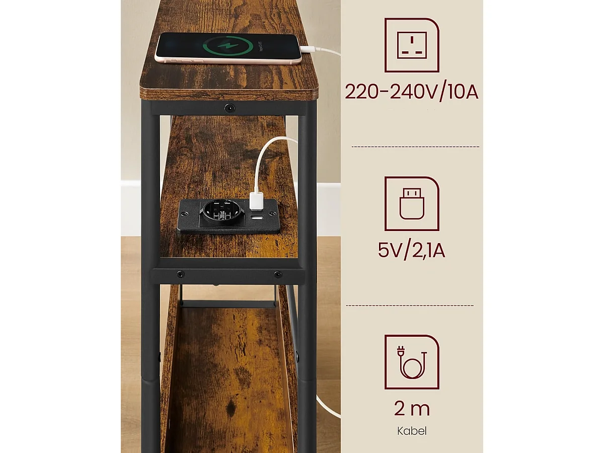 Parya Home Smale bijzettafel met stekkerdoos