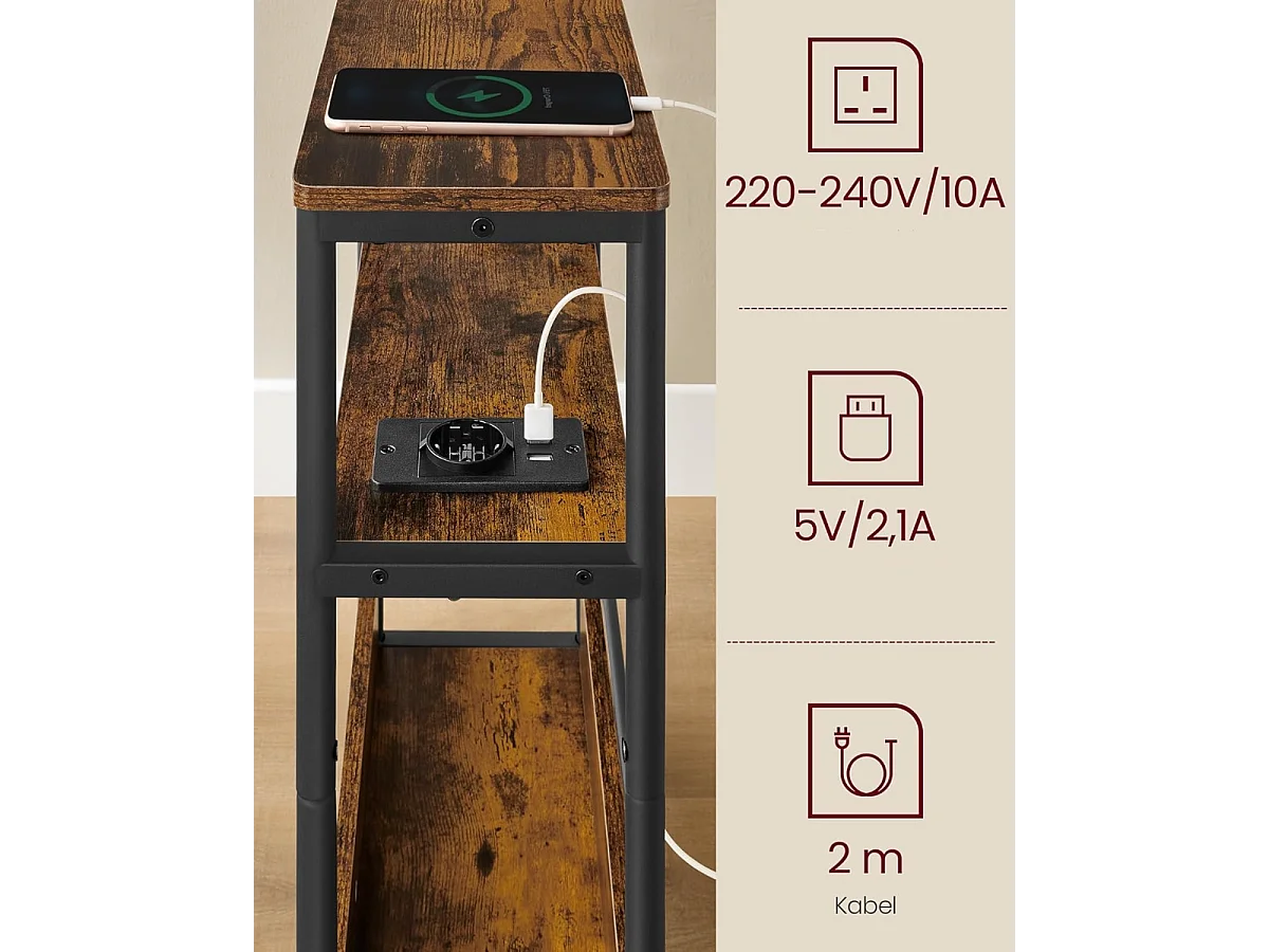 Parya Home Table d'appoint Smale avec bloc d'alimentation