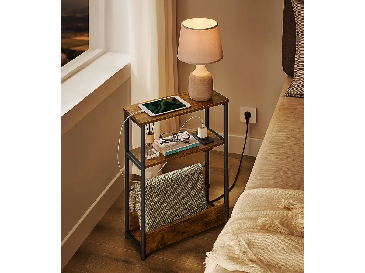 Parya Home Table d'appoint Smale avec bloc d'alimentation