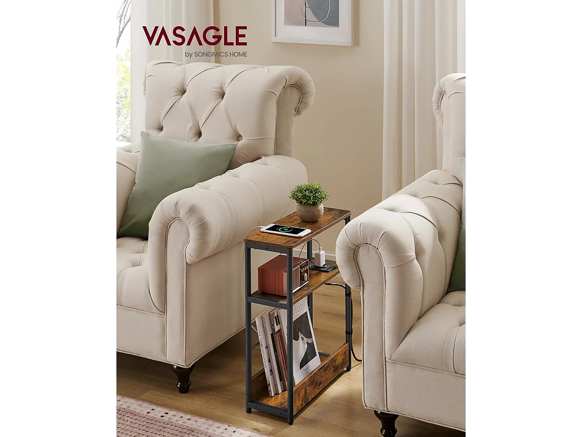 Parya Home Table d'appoint Smale avec bloc d'alimentation