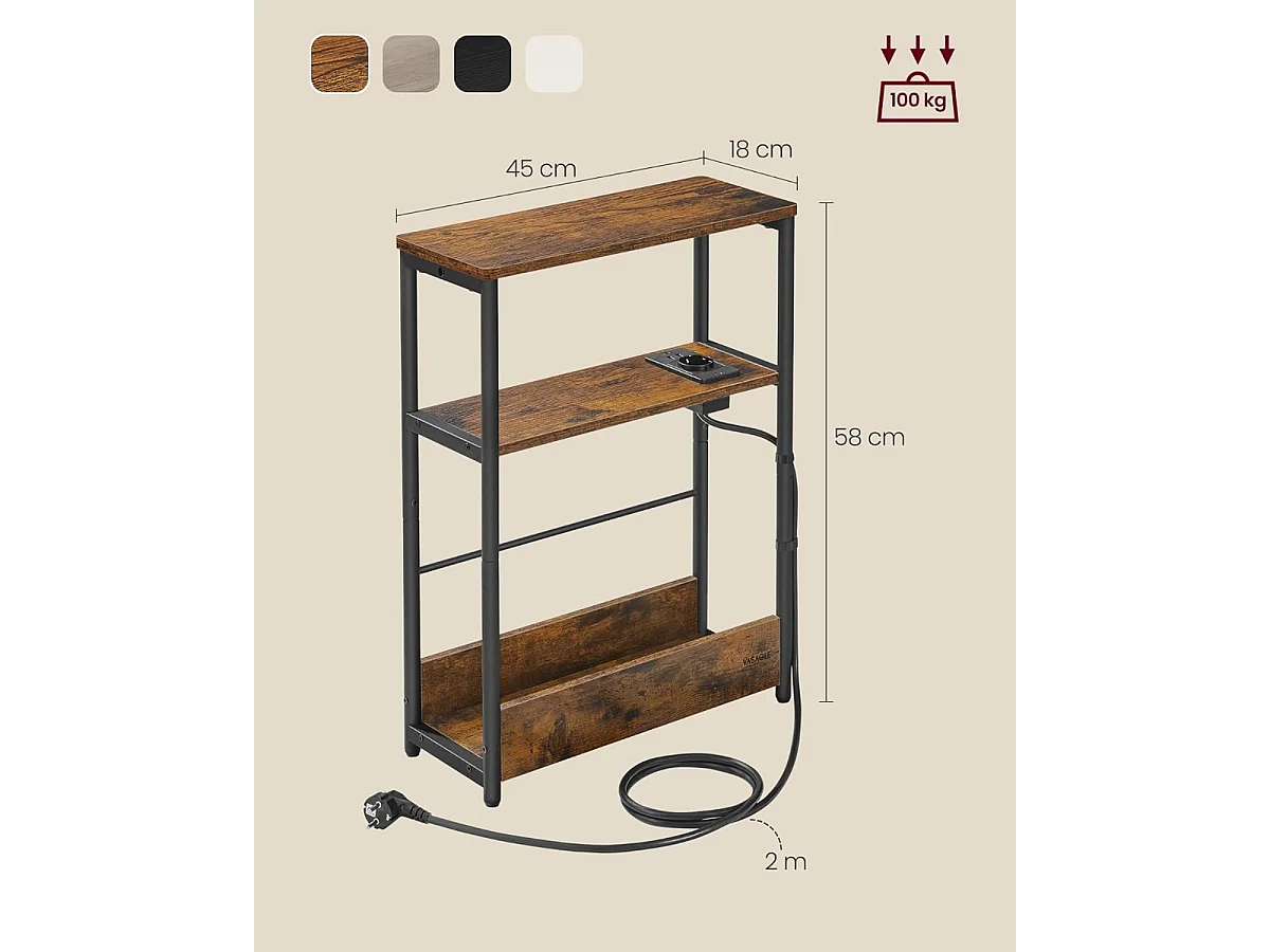 Parya Home Table d'appoint Smale avec bloc d'alimentation