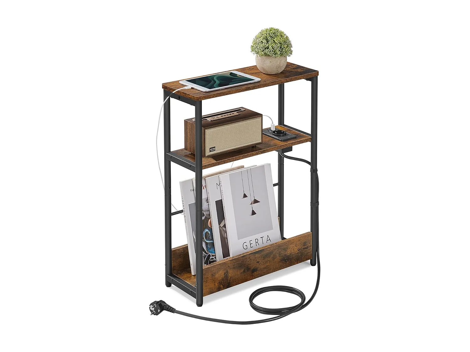 Parya Home Table d'appoint Smale avec bloc d'alimentation