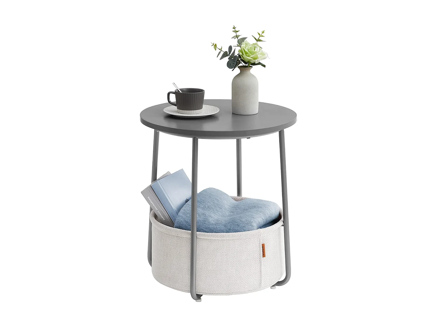 Beistelltisch mit Aufbewahrungskorb - Rund - H51 cm