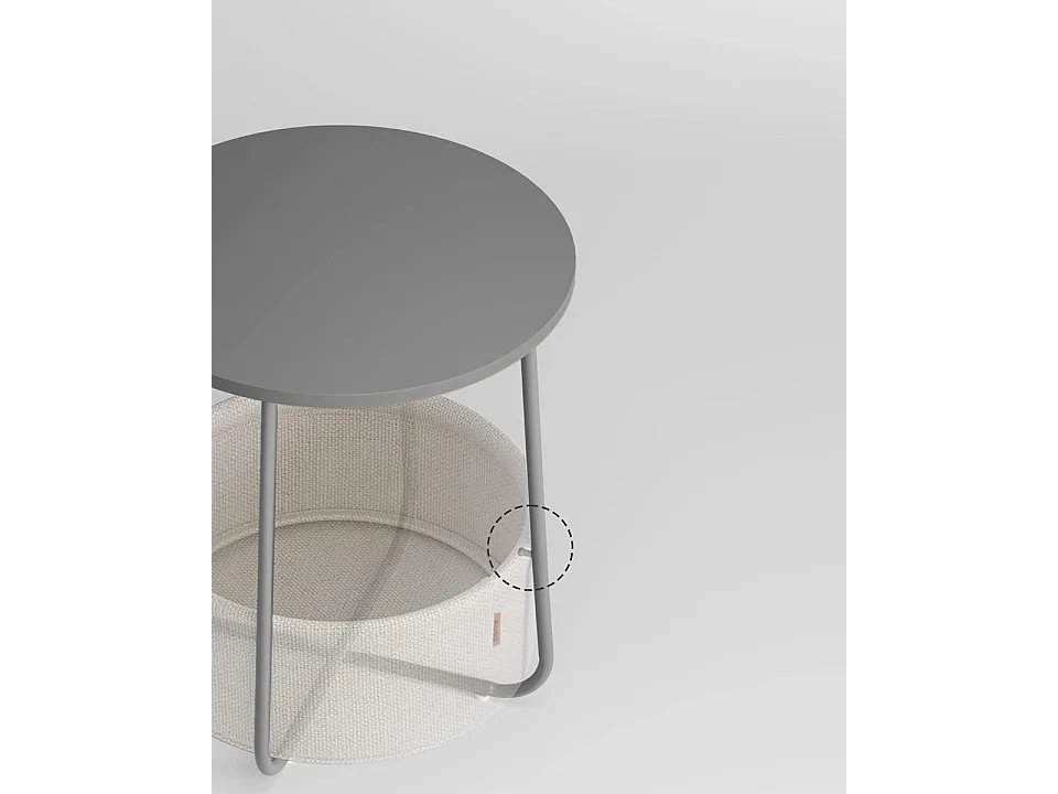 Bout de canapé rond avec panier de rangement - H51 cm