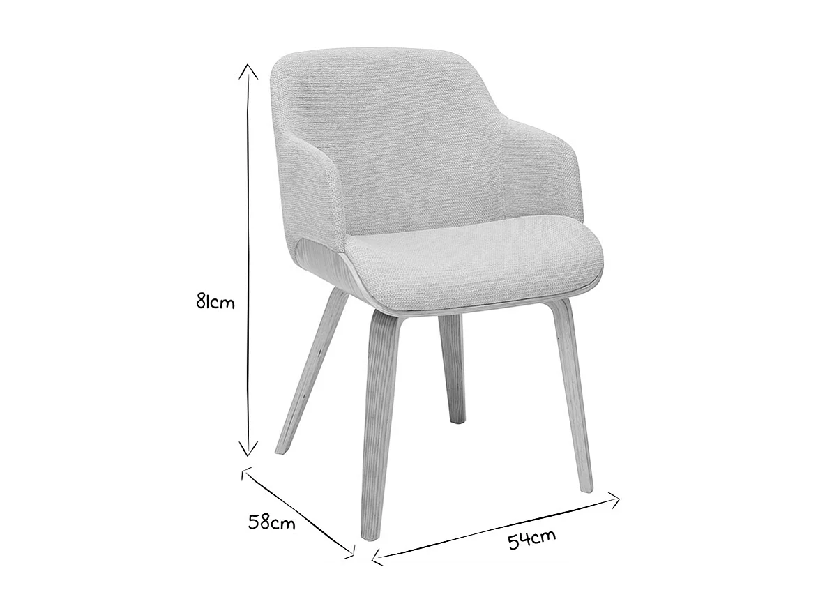 Stuhl in beige Chenille-Stoff und hellem Holz EARL