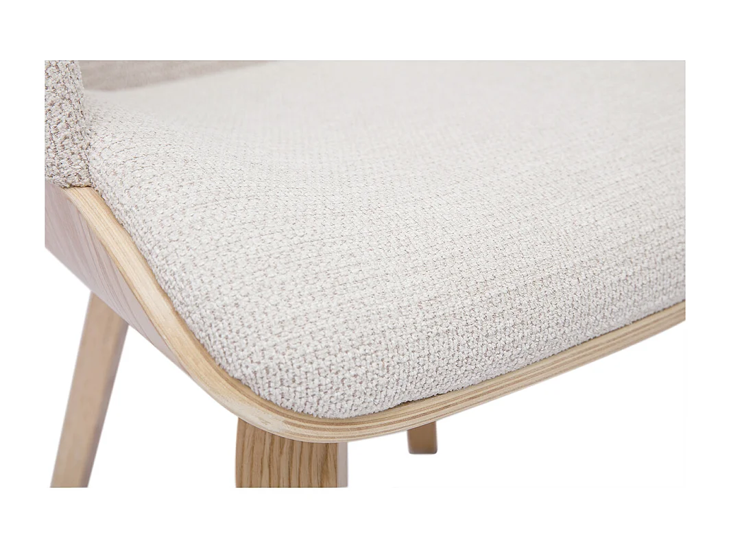 Chaise en tissu chenille beige et bois clair EARL