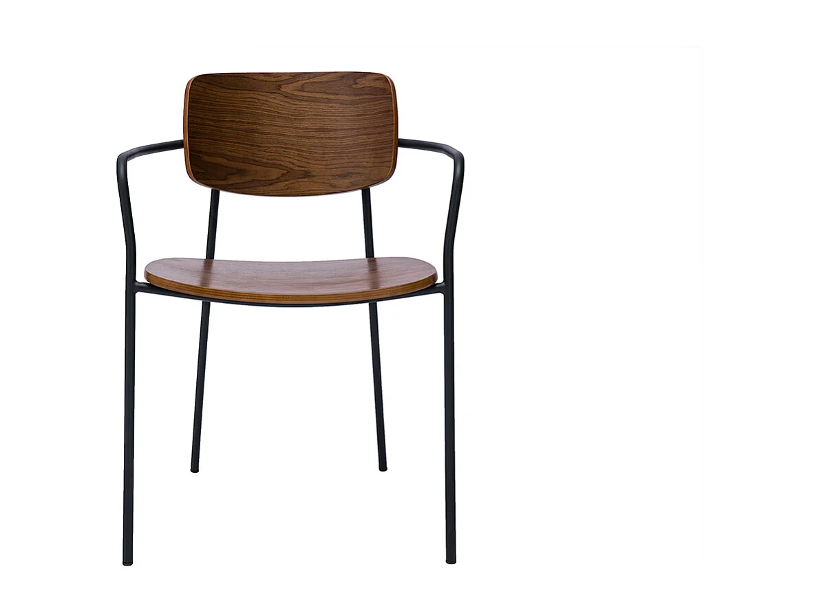 Chaises en bois foncé noyer et métal noir (lot de 2) SUSAN