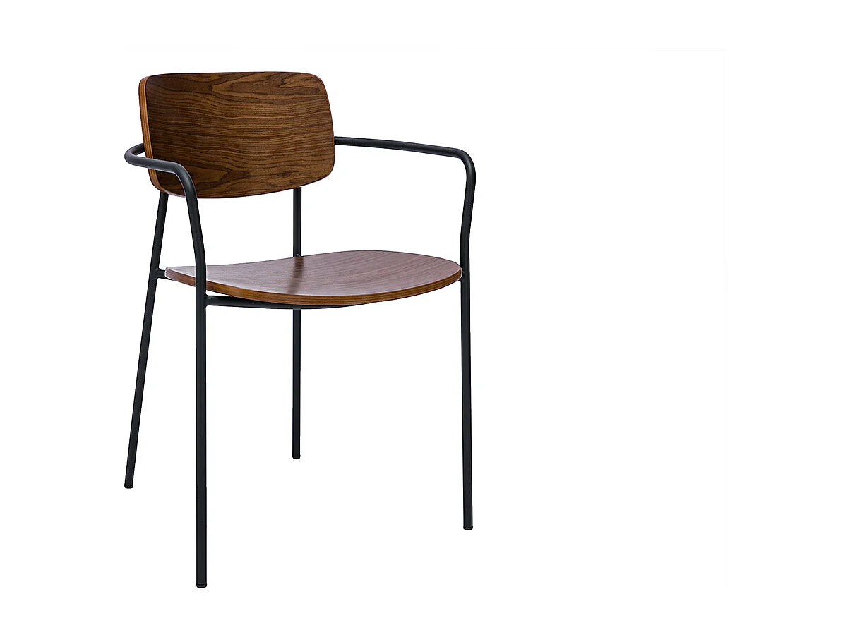 Chaises en bois foncé noyer et métal noir (lot de 2) SUSAN