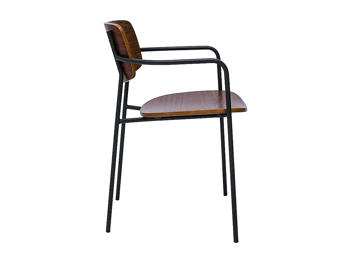 Chaises en bois foncé noyer et métal noir (lot de 2) SUSAN