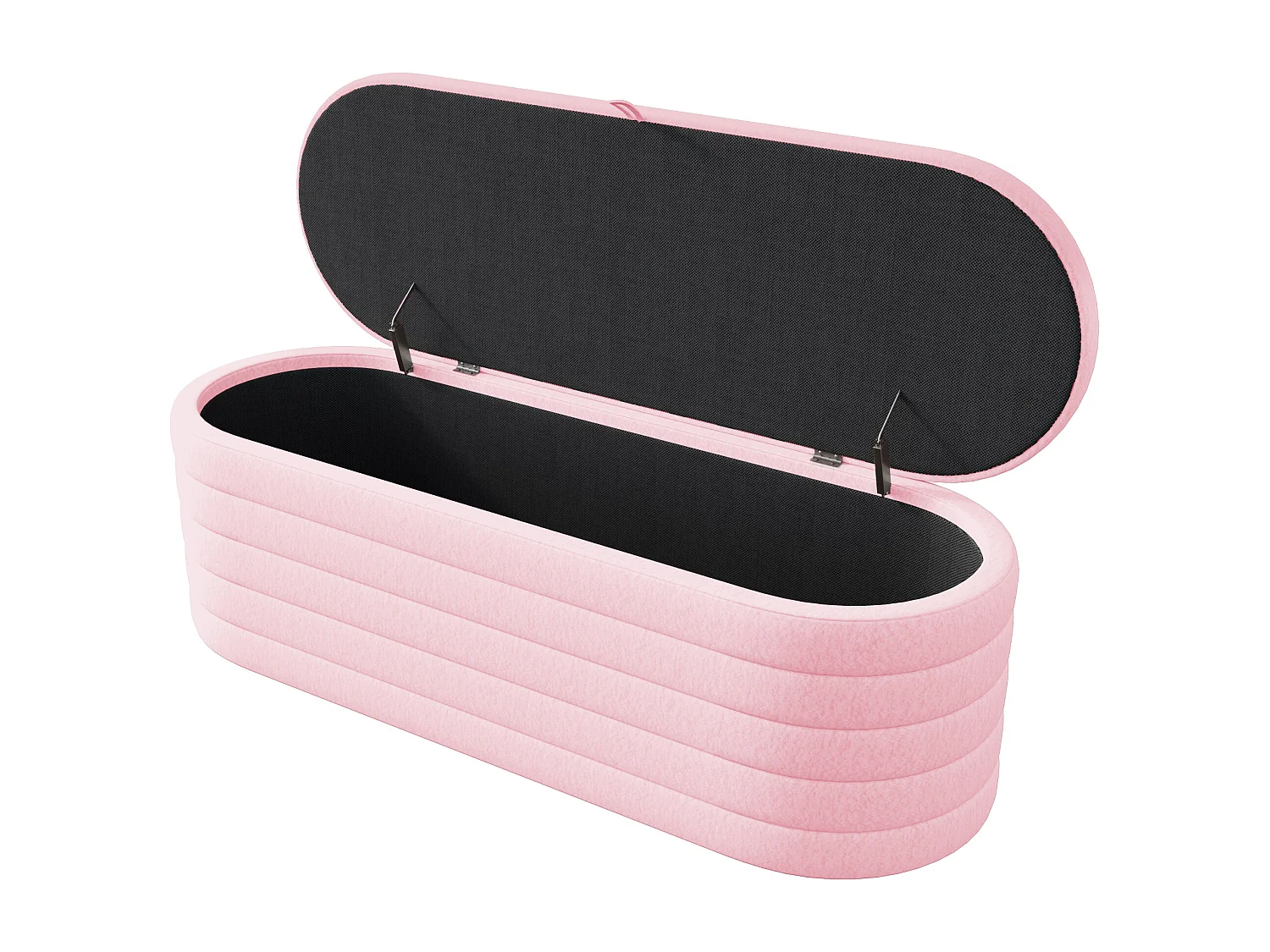 Banc coffre de rangement en Flanelle - 120 x 40 x 40 cm - Rose