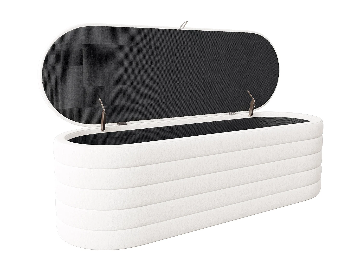 Banc coffre de rangement en Flanelle - 120 x 40 x 40 cm - Blanc