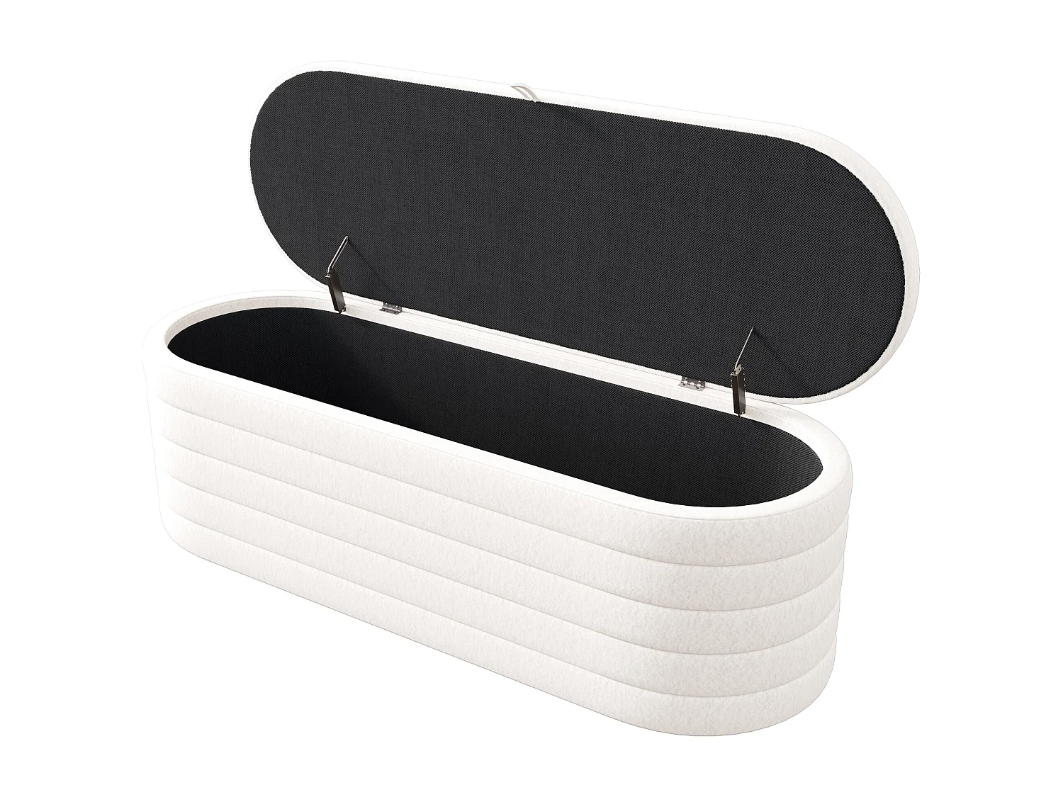 Banc coffre de rangement en Flanelle - 120 x 40 x 40 cm - Blanc
