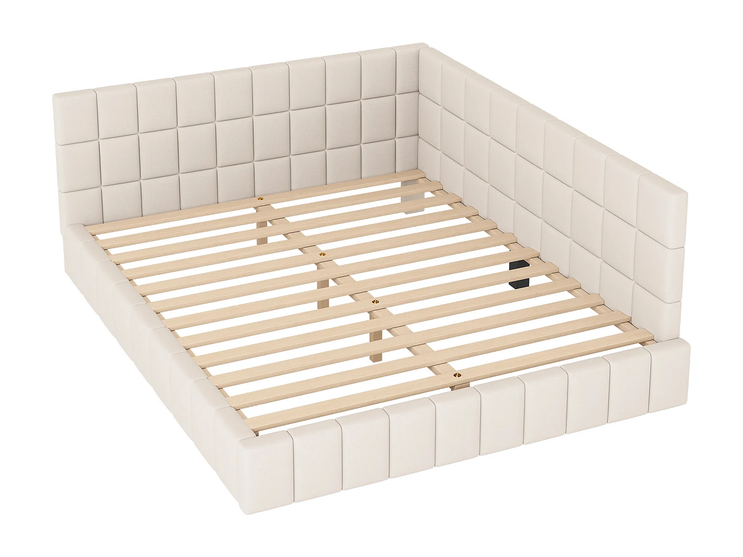 Polsterbett 160 x 200 cm, Schlafsofa mit Kopfteil - Samtstoff - mit Lattenrost - Beige