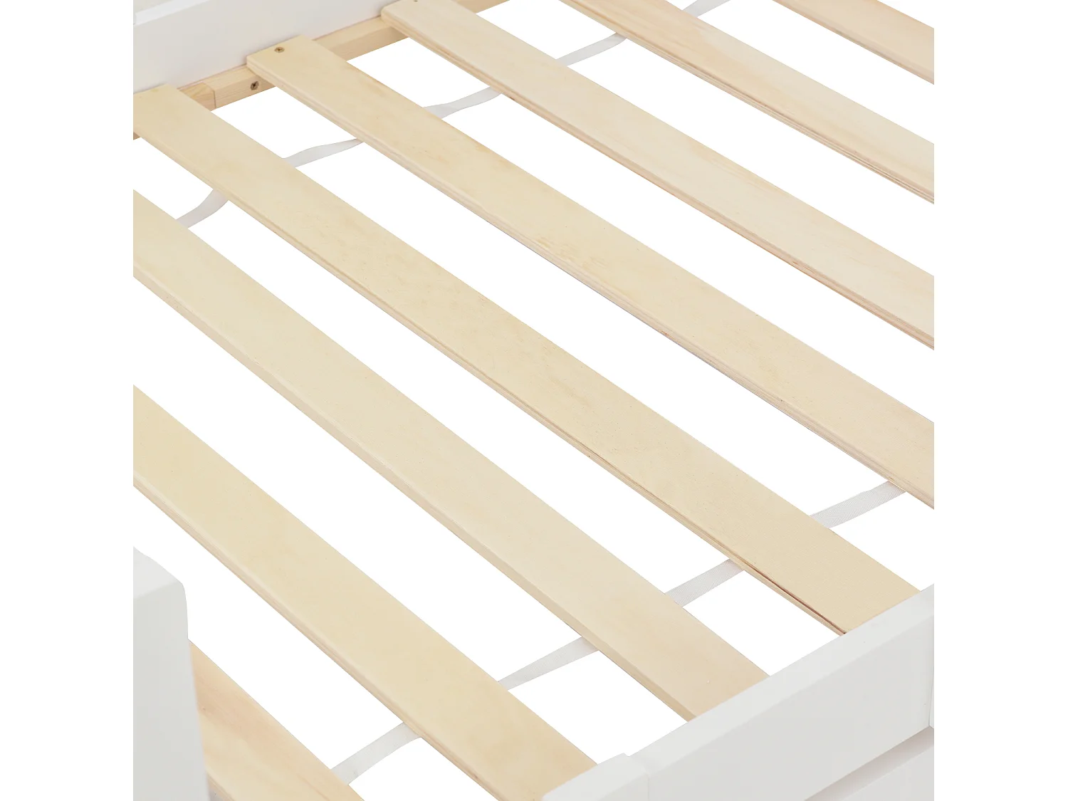 Lit cabane enfant 90 x 200 cm avec 2 tiroirs - Pin + Panneau de particules + Contreplaqué - Blanc (sans matelas)